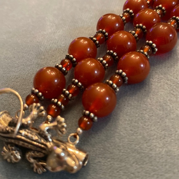 Two Blonde Lizzards Sterling Silver Red Carnelian Bracelet - Picture 7 of 12